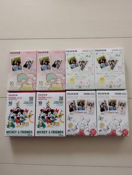 【10枚入り8個セット】チェキフィルム FUJIFILM INSTAX instax mini ミッキー プー キティ キキララ