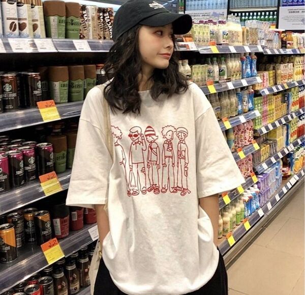 レディース Tシャツ 半袖 ロゴ ゆったり シンプル オーバーサイズ 韓国風