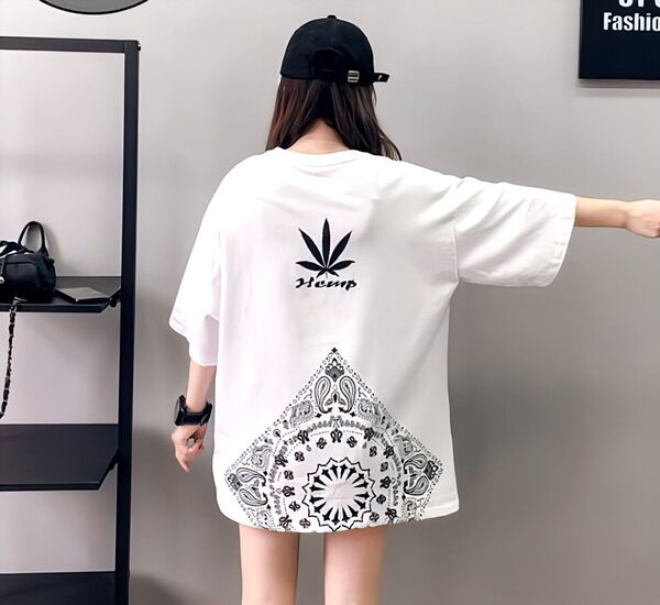 【人気】マリファナ柄 Tシャツ レディース 夏 半袖 ストリート系 ダンス