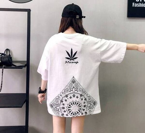 【人気】マリファナ柄 Tシャツ レディース 夏 半袖 ストリート系 ダンス