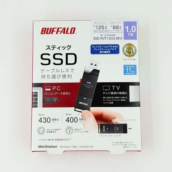 バッファロー USB3.2(Gen.1)対応 スティック型SSD 1TB PUT1.0U3-BKA