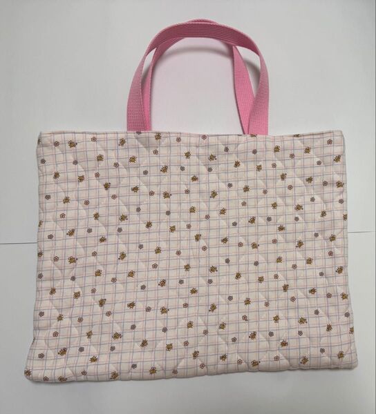 ハンドメイド レッスンバッグ 花柄 ピンク
