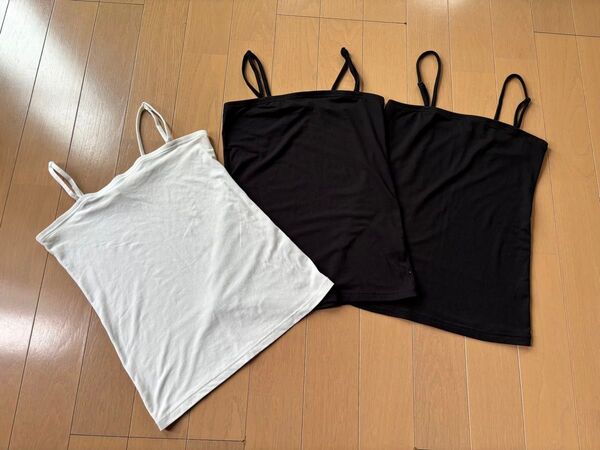 GU ドライ吸汗速乾 ベアトップキャミソールL 白黒 3枚セット