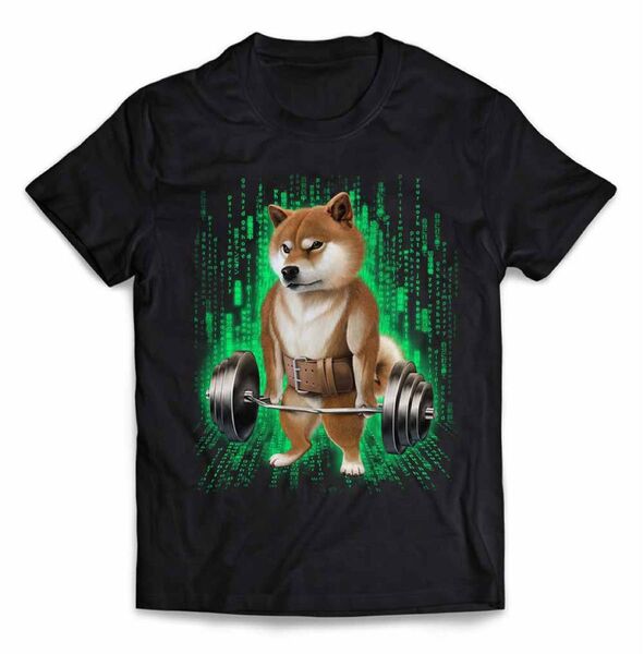 柴犬 しばいぬ 筋トレ ウエイトリフティング バーベル ジム サイバー 半袖 Tシャツ メンズ レディース キッズ プリント