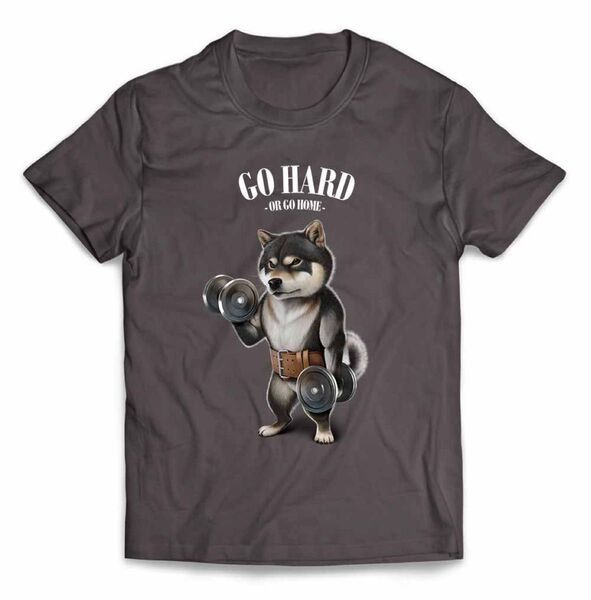 黒柴 柴犬 しばいぬ ダンベル 筋トレ ジム 半袖 Tシャツ メンズ レディース キッズ プリント