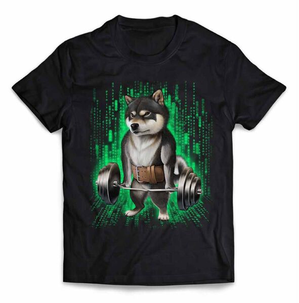 黒柴 柴犬 しばいぬ 筋トレ ウエイトリフティング バーベル ジム 半袖 Tシャツ メンズ レディース キッズ プリント
