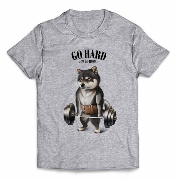 黒柴 柴犬 しばいぬ 筋トレ バーベル ウエイトリフティング ジム 半袖 Tシャツ メンズ レディース キッズ プリント