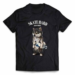 黒柴 柴犬 しばいぬ スケートボード スケボー 半袖 Tシャツ メンズ レディース キッズ プリント
