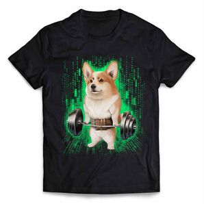 コーギー 犬 いぬ 筋トレ ウエイトリフティング バーベル ジム サイバー 半袖 Tシャツ メンズ レディース キッズ プリント