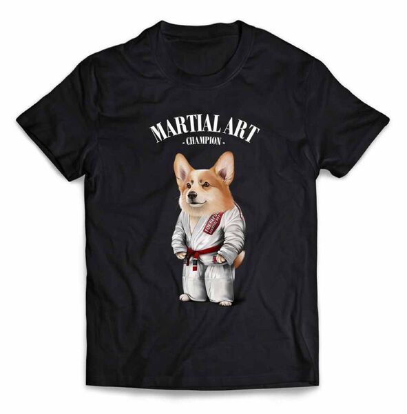ウェルシュ・コーギー 犬 いぬ 柔道 空手 合気道 武道 チャンピオン 半袖 Tシャツ メンズ レディース キッズ プリント
