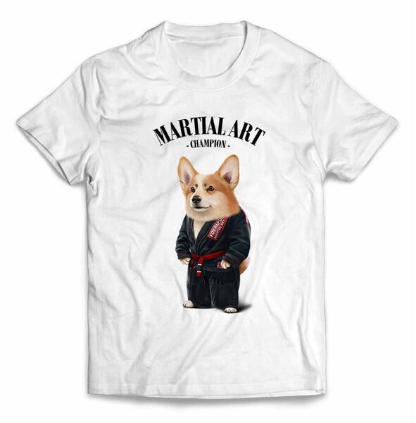 ウェルシュ・コーギー 犬 いぬ 柔道 空手 合気道 武道 チャンピオン 半袖 Tシャツ メンズ レディース キッズ プリント