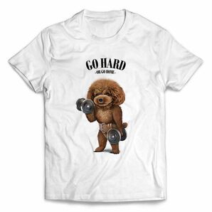 プードル 犬 いぬ 筋トレ ダンベル ジム 半袖 Tシャツ メンズ レディース キッズ プリント