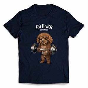 プードル 犬 いぬ 筋トレ ウエイトリフティング バーベル ジム 半袖 Tシャツ メンズ レディース キッズ プリント