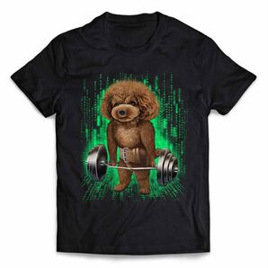 トイプードル 犬 いぬ 筋トレ ウエイトリフティング バーベル ジム 半袖 Tシャツ メンズ レディース キッズ プリント
