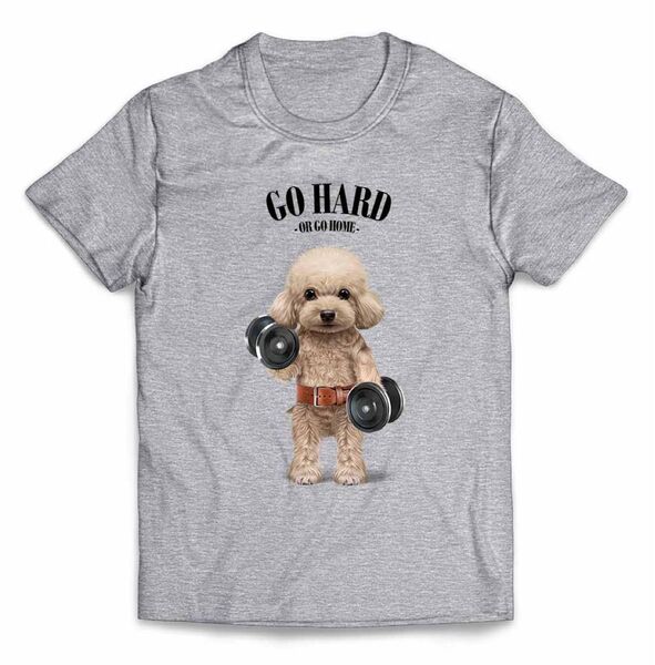 アプリコット プードル 犬 いぬ 筋トレ ダンベル ジム 半袖 Tシャツ メンズ レディース キッズ プリント