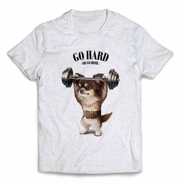 チョコレート チワワ 犬 いぬ 筋トレ ウエイトリフティング バーベル 半袖 Tシャツ メンズ レディース キッズ プリント