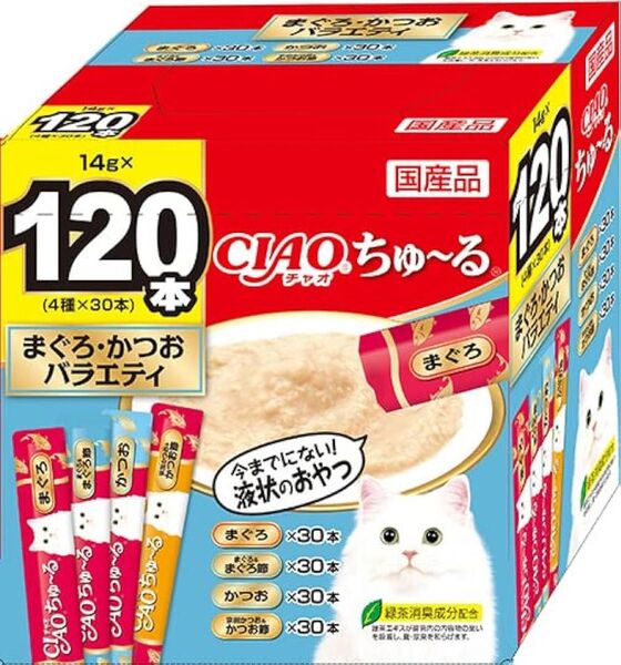 チャオ ちゅ〜る まぐろ・かつおバラエティ 120本入り 新品 外箱なし ciao ちゅーる 賞味期限2026年10月以降