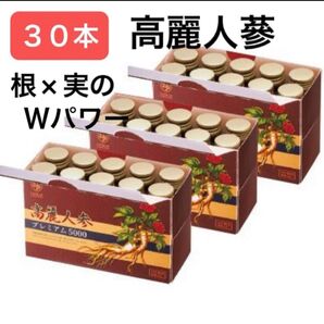 30本 高麗人蔘プレミアム5000 6年根 根×実 話題のジンセンベリー配合 ジンセンベリー 疲労回復
