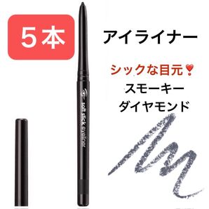 5本スモーキーダイヤモンド パールタイプ 柔らかタッチで、発色がよく長持ち。ソフトスティックアイライナー 繰り出し式 削る手間無し