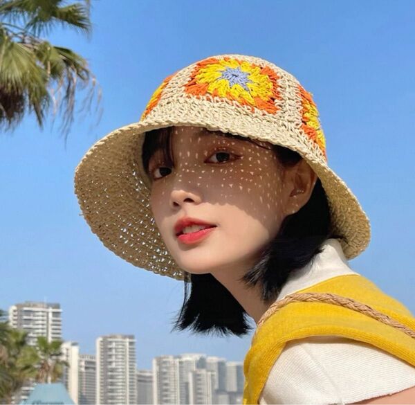 一点限り レディース 日焼け帽子 麦わら 韓国ファッション アウトドア シンプルおしゃれ 小顔効果 バケットハット
