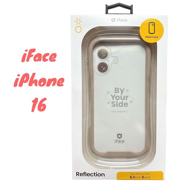 iFace アイフェイス iPhone16 Reflection ベージュ スマホケース クリア 強化ガラス Clear