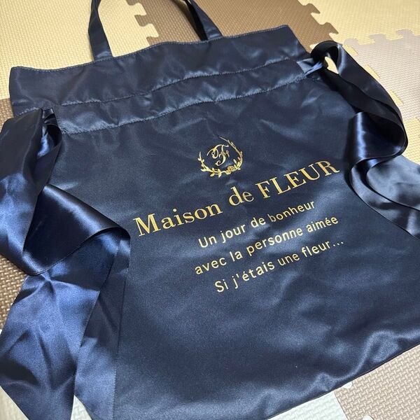 Maison de FLEUR リボン トートバッグ ネイビー