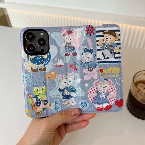iPhone ダッフィー フレンズ リーナベル ジェラトーニ 手帳型 カバー