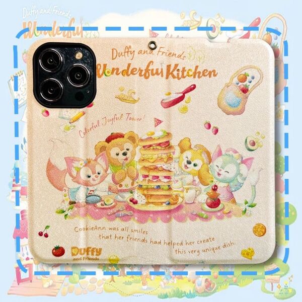 iPhone ダッフィー フレンズ リーナベル ジェラトーニ 手帳型 カバー