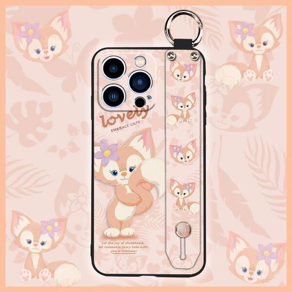 即日発送iPhone13用 リーナベル 落下防止ベルト付き カバー ケース スマホケース シェリーメイ ダッフィーフレンズ