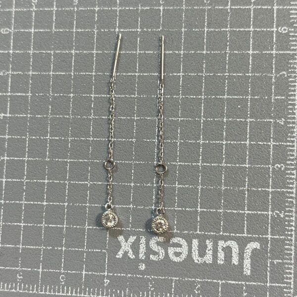 小さめチェーンピアス ホワイトゴールド キュービックジルコニア k10wg