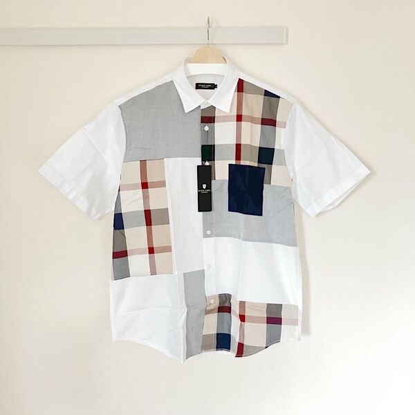 【新品・定価25,300円】ブラックレーベルクレストブリッジ 高級半袖シャツ Lサイズ BURBERRY BLACK LABEL