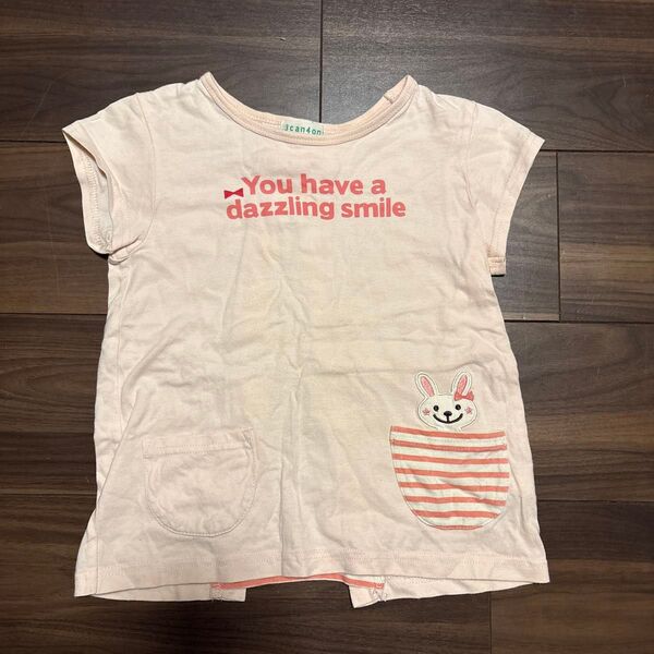 キッズ服 3can4on 半袖Tシャツ トップス ピンク うさぎ 120