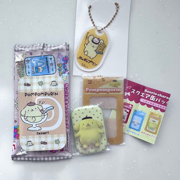 サンリオ スクエア缶バッジ&カバー ドールボックスデザイン ポムポムプリン アクリルキーホルダー すらいどきゃん