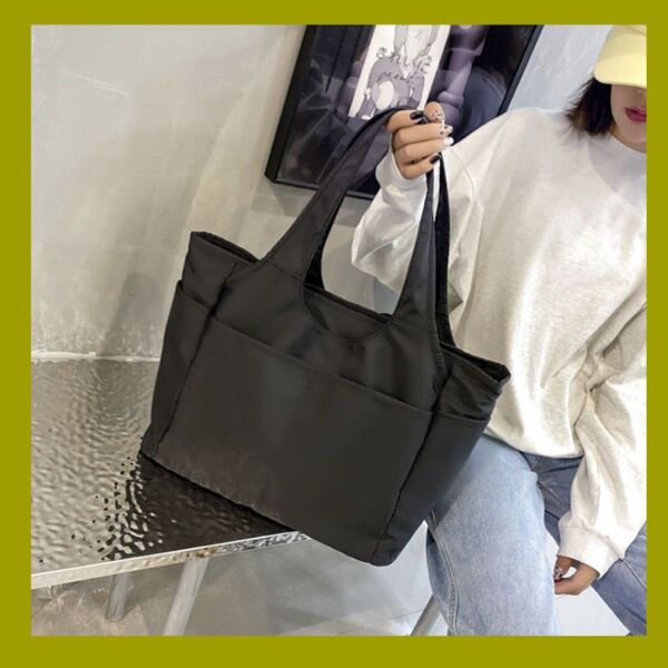 【新品】オススメ!トートバッグ マザーズバッグ 通学 レジャー ジム ヨガ 主婦 買い物バッグ 大容量 マルチポケット ナイロン