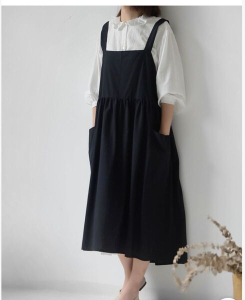 【新品】大人気!エプロン オシャレ ギフト キッチン雑貨 プレゼント 黒 おしゃれ 無地 DIY