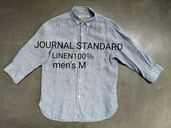 JOURNAL STANDARD ジャーナルスタンダード 七分袖シャツ メンズM ブルー 麻100%
