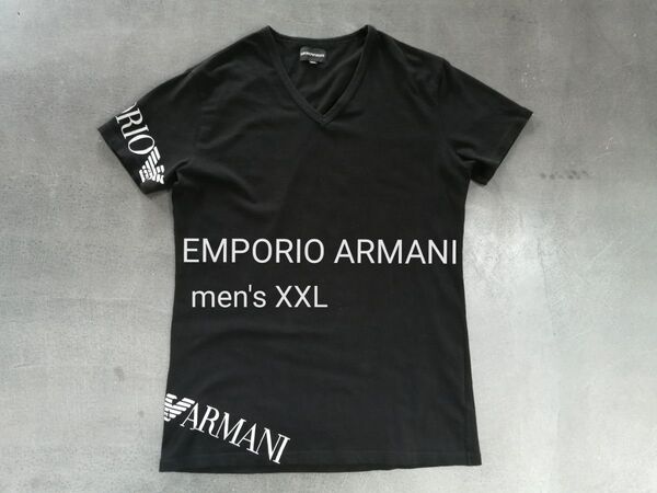 EMPORIO ARMANI エンポリオアルマーニ 半袖Tシャツ メンズXXL Vネック 黒
