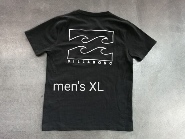 BILLABONG ビラボン 半袖Tシャツ メンズXL 黒 ヘビーウェイト 刺繍ロゴ