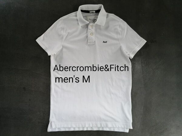 Abercrombie&Fitch アバクロンビーアンドフィッチ 半袖ポロシャツ メンズM 180/100Y 白