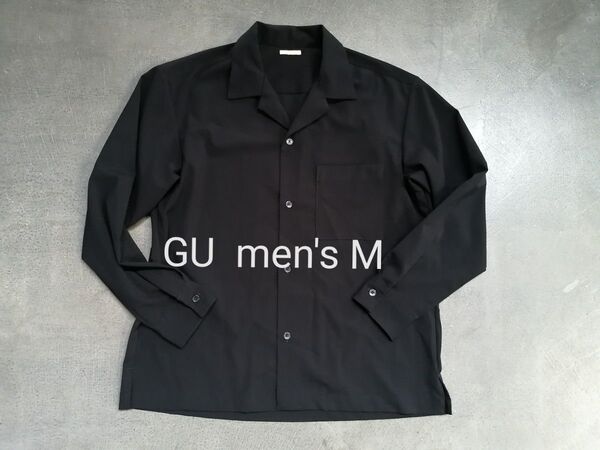 GU ジーユー オープンカラーシャツ メンズM 長袖シャツ 黒