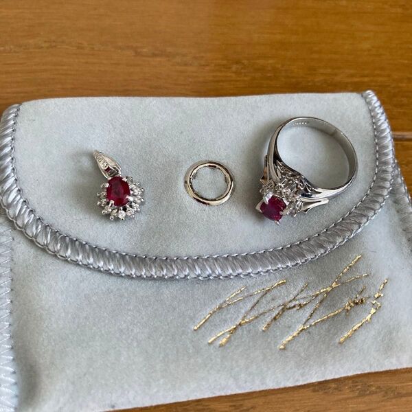 ルビー ダイヤモンド プラチナ リング ネックレストップ
