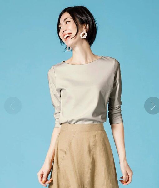 ドゥクラッセ Tシャツ ボートネック/7分袖 グレーベージュ XL 未使用 カットソー