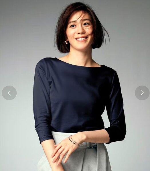 ドゥクラッセ Tシャツ ボートネック/7分袖 ミッドナイトブルー XL 未使用 カットソー