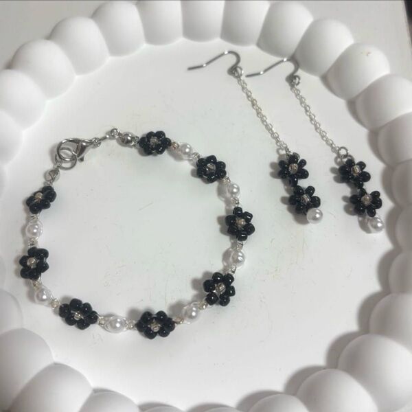 ビーズブレスレット ビーズピアス アクセサリー ハンドメイド【28】