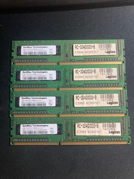 デスクトップパソコン用メモリ DDR3 4GB×4 16GB サンマックス SanMax Technologies