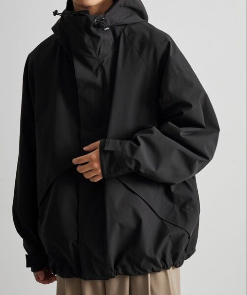 《新品》Anchor Smithファンクショナルファブリック ビッグシルエット黒マウンテンパーカーL撥水防風