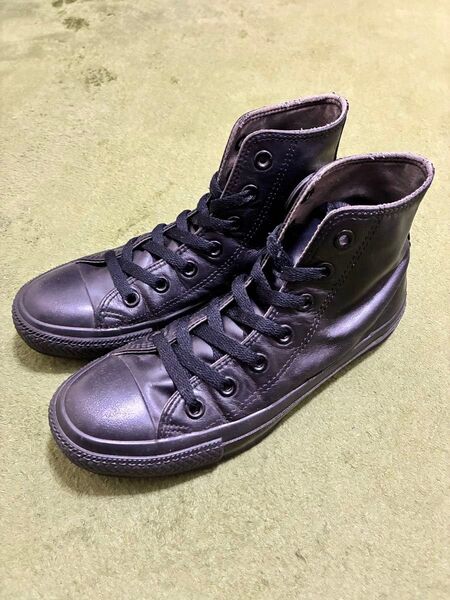 CONVERSE ALL STAR LEATHER BLACK HI黒23.5 コンバース オールスター レザー モノクローム