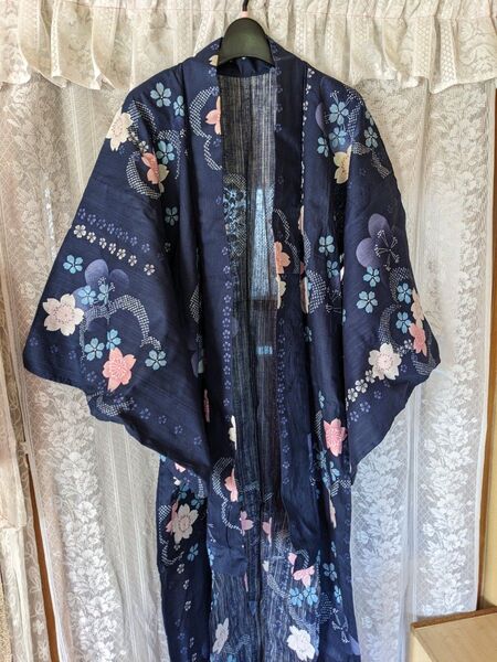 ★浴衣一式 セット*着物*帯*紐*巾着*髪飾り*下駄*浴衣小冊子*扇子*Mサイズ★綿100%★