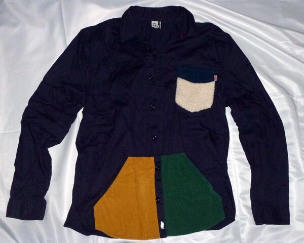 CHUMS チャムス ボタンシャツ ネイビー コットン コーデュロイ ボア サイズ:XL