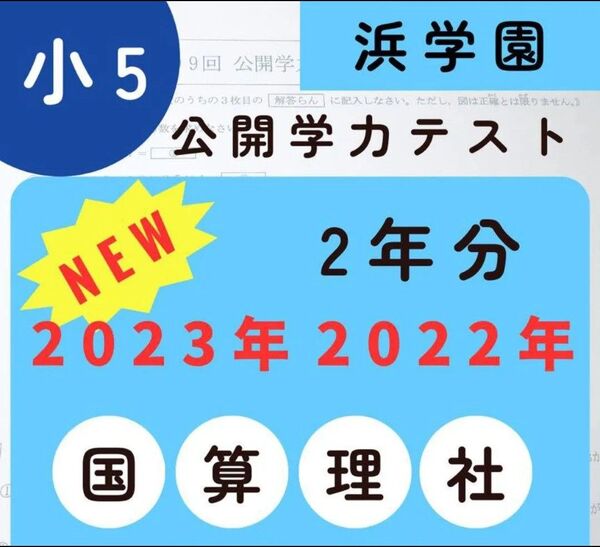 浜学園 小5 公開学力テスト 4科目 2023年度 2022年 2年分 成績資料付き
